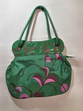 Y2K Skunkfunk SKFK Shoulder Bag Bold Vibrant Green Purple - Vinyl Detail